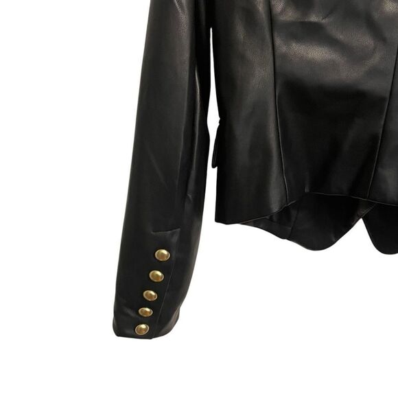 Avec Les Filles Black Faux Leather Double Breasted Black Jacket Size Small - Picture 6 of 7